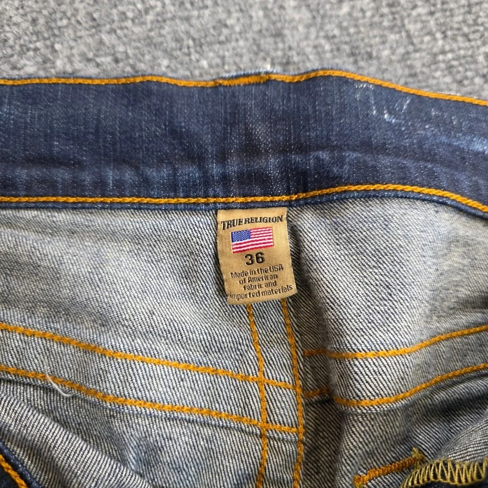 True Religion Rocco Relaxed Skinny Jeans Mens 36X34 Blue Denim Button Fly USA